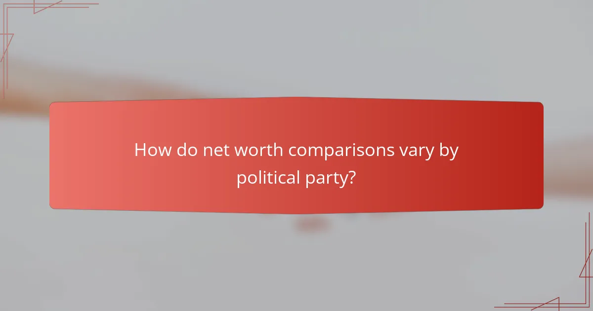 How do net worth comparisons vary by political party?
