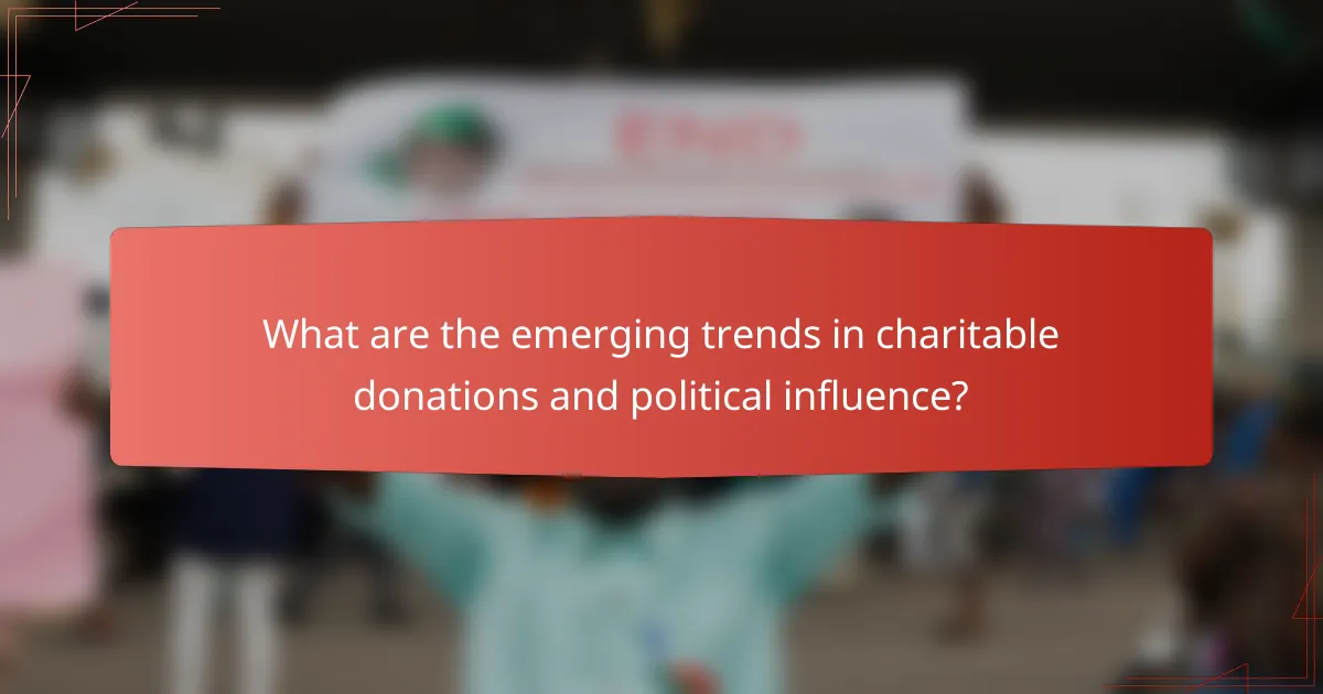 What are the emerging trends in charitable donations and political influence?
