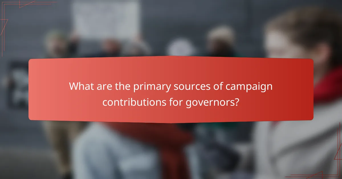 What are the primary sources of campaign contributions for governors?