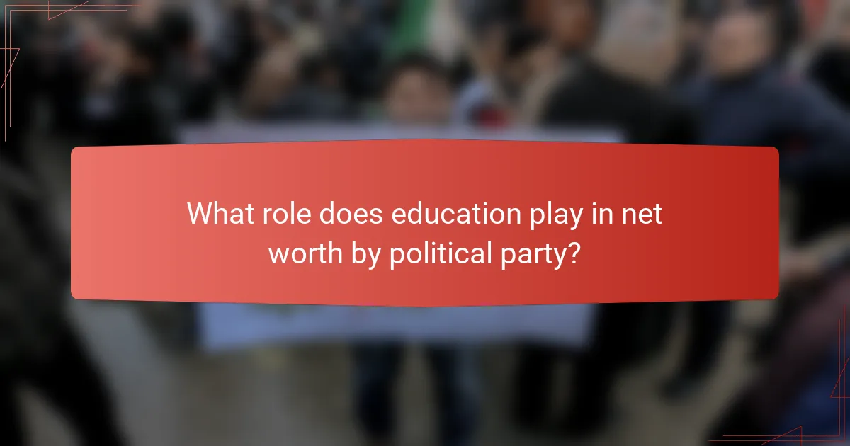 What role does education play in net worth by political party?